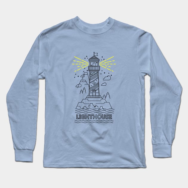 Lighthouse Monoline Long Sleeve T-Shirt by Artbyme Store